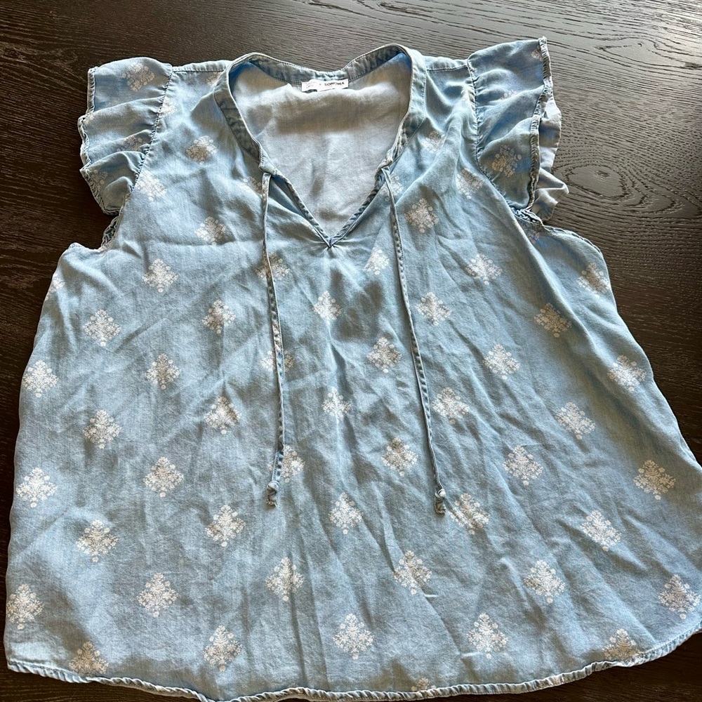 Lauren Lane Cotton Sleeveless Top XXL
Blue Ruffled Sleeve